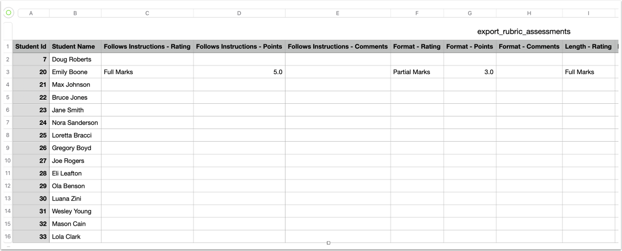 Downloading Rubric Assessments Using Enhanced Rubrics